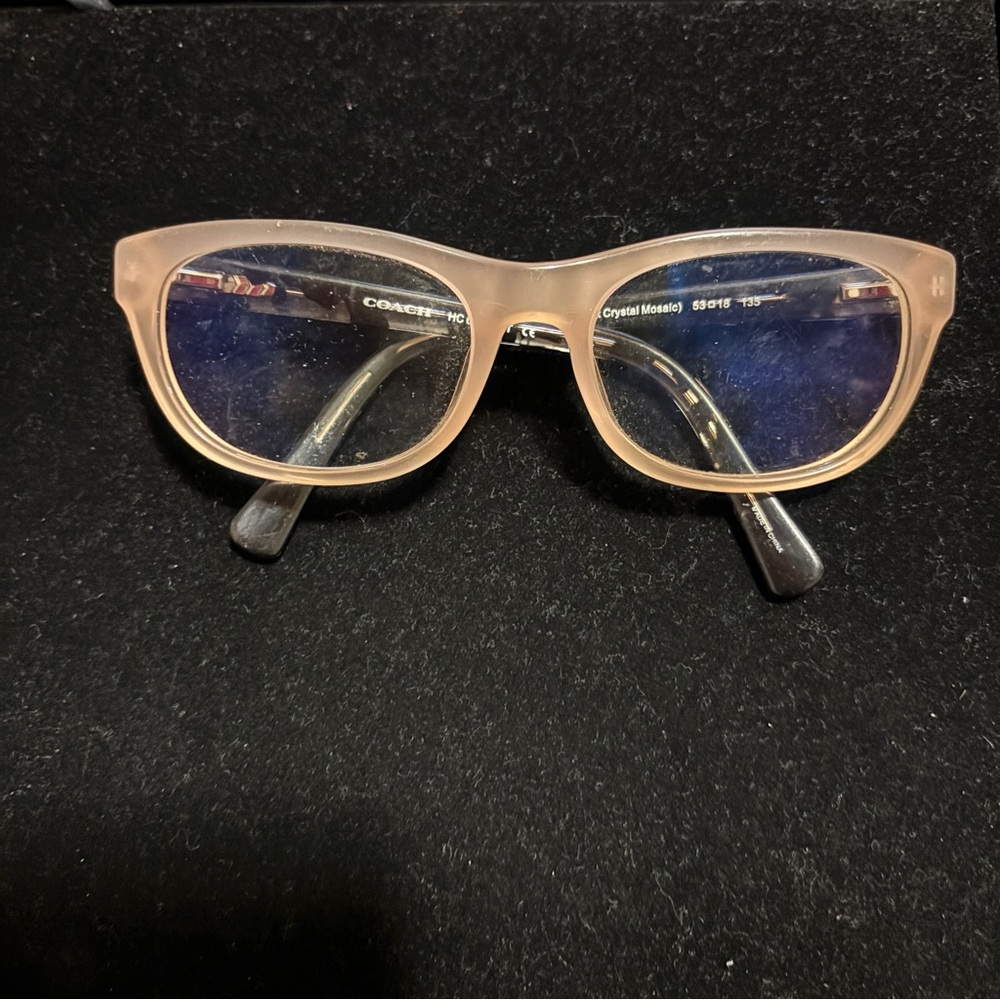 Coach Women's Eyeglass Frames HC60815350 Blush/Black Mosaic Cat Eye 51-18-135